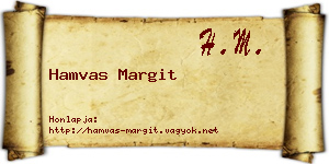 Hamvas Margit névjegykártya